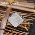 Elegant minimalist square white crystal ring with a polished silver-tone finish for women - Adjustable Open / Rhombus Geometric Surface (aljylR862) / White Crystal