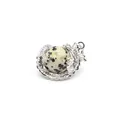 Vintage zilveren draak hanger ketting met een natuurlijke dalmatiër jaspis stenen bol - Drakenbal Stijl / Dalmatiër Steen Oog Hanger