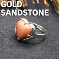 Elegant heart-shaped goldstone ring with a polished silver finish for women jewelry - Adjustable Open / Gold Sandstone