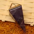 Amethyst-Anhänger in sechseckiger Kegelform mit Metallschlaufe für Schmuck - Amethyst