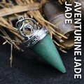 Elegante péndulo de aventurina verde con esfera de cristal blanco y tapa plateada - Colgante de Aventurina / Solo Colgante
