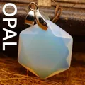Hexagonal Star of David opalite crystal pendant with translucent white finish for jewelry - Opalite Pendant Only (Without Chain) / Milky White