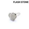 Minimalist heart-shaped labradorite stone ring for women in a sleek silver finish - Adjustable Open / Flash Stone (Labradorite)