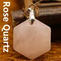 Natural pink rose quartz crystal hexagonal star pendant with silver plated metal bail - Rose Quartz Pendant Only (Without Chain) / Pink