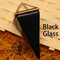 Mystischer schwarzer Glas-Hexagon-Kegelanhänger mit silbernem Metallrahmen für Halskette - Schwarzes Glas