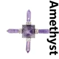Adorno de pirámide de cristal de amatista natural en forma de cruz para decoración - Amatista