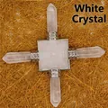 Adorno piramidal de energía de cristal blanco con cuatro varas de cuarzo curativo - Cristal de roca
