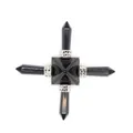 Cruz de energía de pirámide de cristal de obsidiana negra para la meditación de chakras - Obsidiana