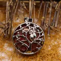 Ciondolo albero della vita con gufo ispirato alla natura con cabochon in pietra dorata - Solo Ciondolo (Senza Catena) / pietra sabbia dorata