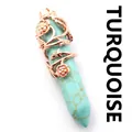 Natural turquoise hexagonal pillar pendant with rose gold flower wrap for women. - Pendant Only (Without Chain) / Turquoise
