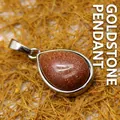 Pendentif en pierre de soleil brune en forme de goutte d'eau - Pendentif Seul (Sans Chaîne) / Pierre de Sable d'Or
