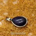 Collier avec pendentif élégant en grès bleu en forme de goutte d'eau pour femmes, argenté - Pendentif Seul (Sans Chaîne) / Grès bleu