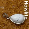 Pendentif minimaliste en howlite blanche en forme de goutte avec monture en métal argenté - Pendentif Seul (Sans Chaîne) / Howlite
