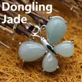 Butterfly pendant with light green natural stone inlay in silver setting - Aventurine Jade