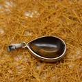 Pendentif en pierre naturelle œil de tigre en forme de goutte avec cadre argenté minimaliste - Pendentif Seul (Sans Chaîne) / Œil de tigre