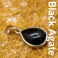 Collier avec pendentif minimaliste en agate noire en forme de larme - Pendentif Seul (Sans Chaîne) / Agate noire