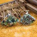 Boucles d'oreilles mosaïque en nacre d'abalone avec crochets argentés très élégants - Mosaïque Trapézoïdale (Style 9)