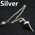 Pendolo professionale in metallo argento con catena per divinazione e meditazione - Argento