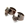 Anillo retro de cobre con banda ancha y cristal blanco bruto y punta de cuarzo ahumado. - Abierto Ajustable / Anillo Vintage Columna de Cristal