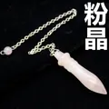 Élégant pendentif pendule en quartz rose naturel avec chaîne en argent pour la guérison - Pendentif Pendule Sceptre en Quartz Rose (aljyll824) / Quartz rose