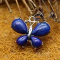 Handcrafted natural Lapis Lazuli gemstone butterfly pendant jewelry with silver plating - Lapis Lazuli