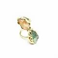 Anello retrò placcato oro con pietre naturali grezze color ambra e verde bosco - Style 1 (Gold)