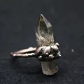 Anello vintage in rame stile medievale con una punta di cristallo di quarzo fumé - White Crystal Pillar