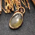 Irregular yellow citrine raw stone pendant with antique copper finish metal casing - Lemon Quartz Pendant Only (Without Chain)