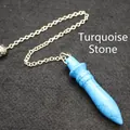 Elegante colgante de péndulo cetro de turquesa azul con cadena de metal plateado - Turquesa Azul