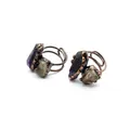 Anello artigianale in filo di bronzo vintage con cristalli grezzi di fluorite viola - Style 3 (Copper Wrapped)