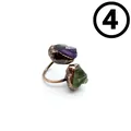 Anello aperto in rame vintage con fluorite viola grezza e pietre naturali verdi - Style 4 (Purple Green Stone)