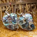 Boucles d'oreilles pendantes en mosaïque de nacre d'abalone en forme de cœur unique - Mosaïque en Forme de Cœur (Style 18)