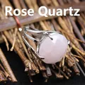 Verstellbarer Rosenquarzring mit facettiertem rosa Kristall und poliertem Silberband - Einstellbar Offen / Rosenquarz (aljylR872)