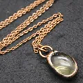 Minimalist irregular natural citrine raw stone pendant with vintage copper chain necklace - Lemon Quartz Pendant Necklace Set