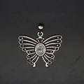 Exquisite silver butterfly pendant necklace featuring a clear quartz natural stone center - Clear Quartz (Hollow Style) / Clear