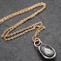 Vintage copper necklace with irregular black raw stone pendant SKU accessory - Obsidian Pendant Necklace Set