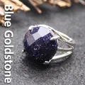 Eleganter offener Ring mit facettiertem blauem Sandstein und funkelndem Galaxie-Effekt. - Einstellbar Offen / Blauer Sandstein (aljylR872)