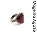 Anello vintage regolabile in rame con una pietra di agata rossa a forma di cuore - Aperto Regolabile / Cuore Agata Rosa (Anello Spesso Bronzo Antico)