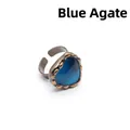 Anello vintage unico in bronzo con agata blu a forma di cuore e fascia aperta regolabile - Aperto Regolabile / Cuore Agata Blu (Anello Spesso Bronzo Antico)