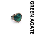 Anello aperto regolabile in tonalità bronzo con intarsio in pietra naturale di agata verde - Aperto Regolabile / Cuore Agata Verde (Anello Spesso Bronzo Antico)