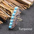 Vintage silver adjustable ring with turquoise stones in butterfly filigree design - Adjustable Open / Blue Turquoise