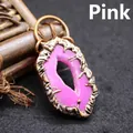 Ciondolo geode di agata rosa vintage con incastonatura in metallo color bronzo - Pendente Rosa