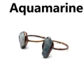 Anello regolabile in rame stile vintage con una pietra di acquamarina grezza naturale - Aperto Regolabile / Acquamarina (Anello Sottile Bronzo Antico)