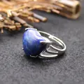 Anello regolabile in argento stile barocco con pietra di lapislazzuli blu a cuore - Lapislazzulo