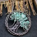 Pendente albero della vita vintage con schegge di avventurina verde - Stile Albero della Vita / Aventurine (Antique Bronze)
