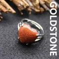 Anello regolabile in stile barocco con pietra d'oro a forma di cuore marrone - pietra sabbia dorata