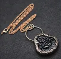 Collar con colgante de Buda de obsidiana negra de estilo étnico con cadena de cobre - Juego de Collar con Colgante / Negro (Obsidiana)