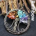 Ciondolo Albero della Vita vintage con frammenti di pietre naturali chakra colorate - Stile Albero della Vita / Multicolore (Bronzo)