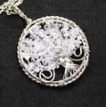 Vintage Tree of Life pendant necklace featuring natural white crystal quartz stone chips - Pendant Only (No Chain) / White Crystal