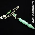 Handcrafted natural green aventurine jade arrowhead crystal dowsing pendulum with charms - Aventurine Jade
